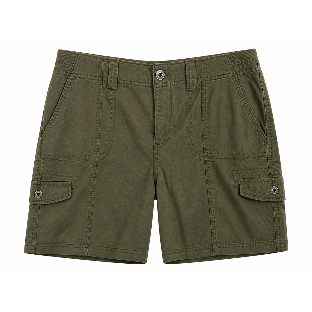 Style & Co Olive Green Mid Rise Shorts Size 10 Cotton Elastic Waist Casual